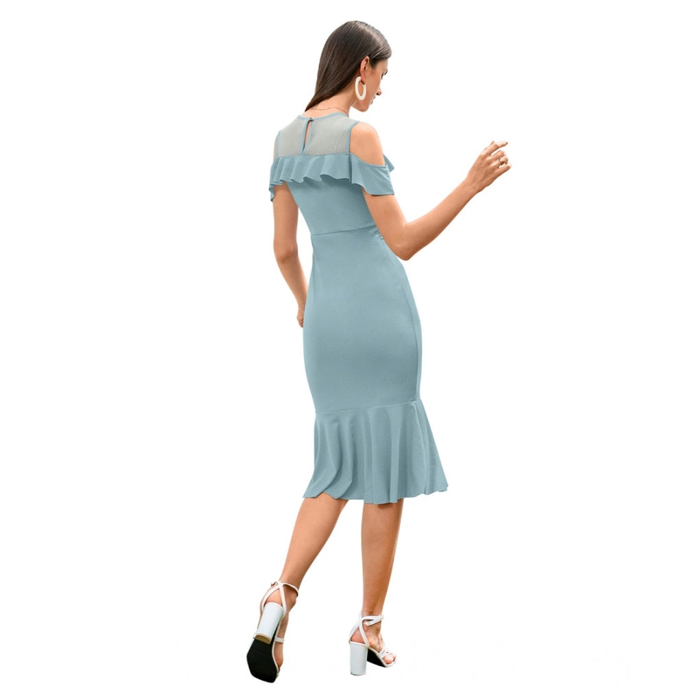 Ranili Knitting Stretchable Solid Round Neck Sleeveless Dress
