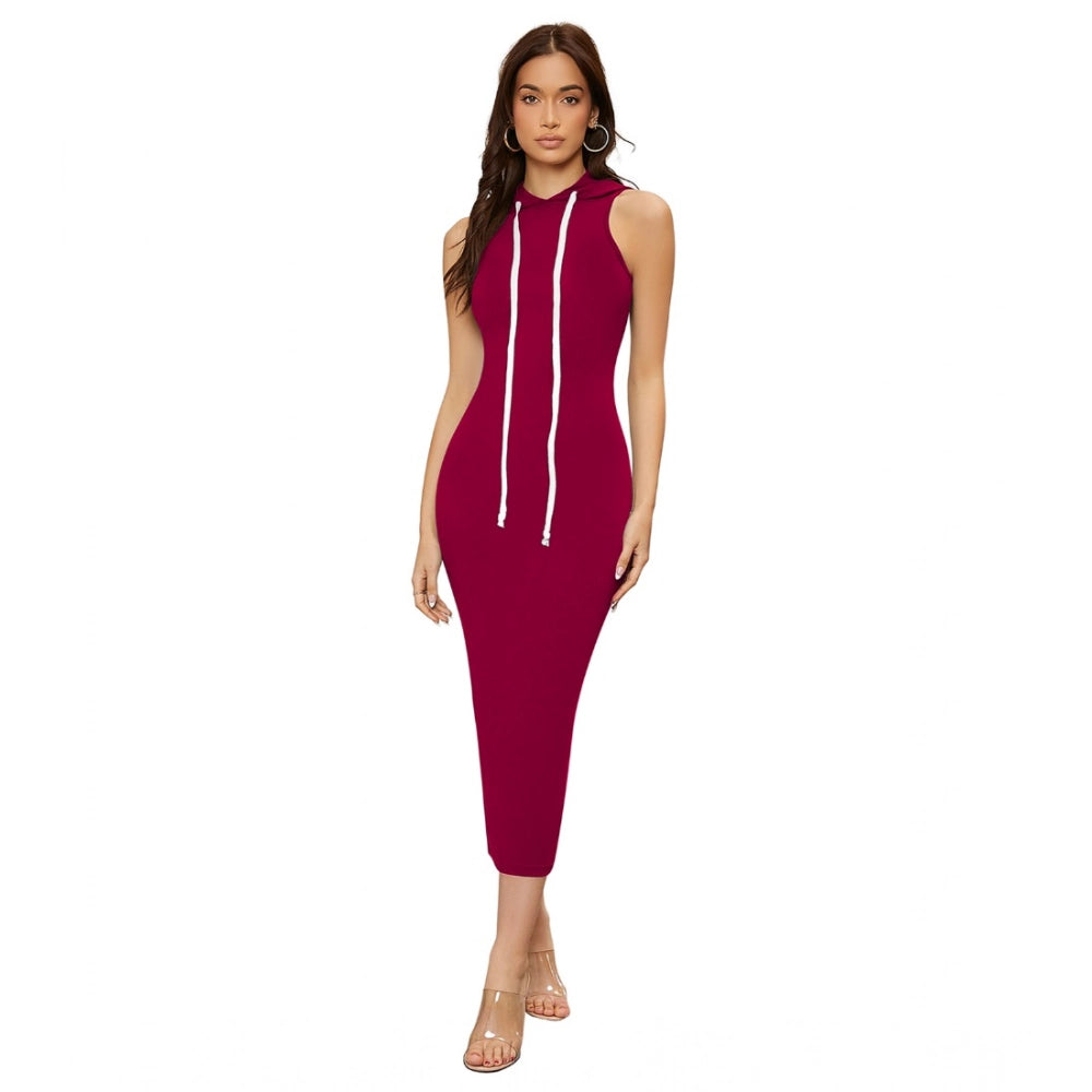 Ranili Knitting Stretchable Solid Round Neck Sleeveless Dress