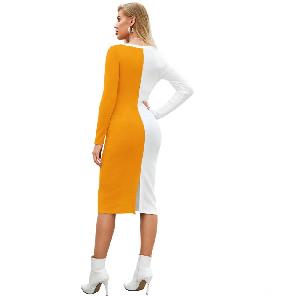 Ranili Knitting Stretchable Solid Round Neck Full Sleeve Dress