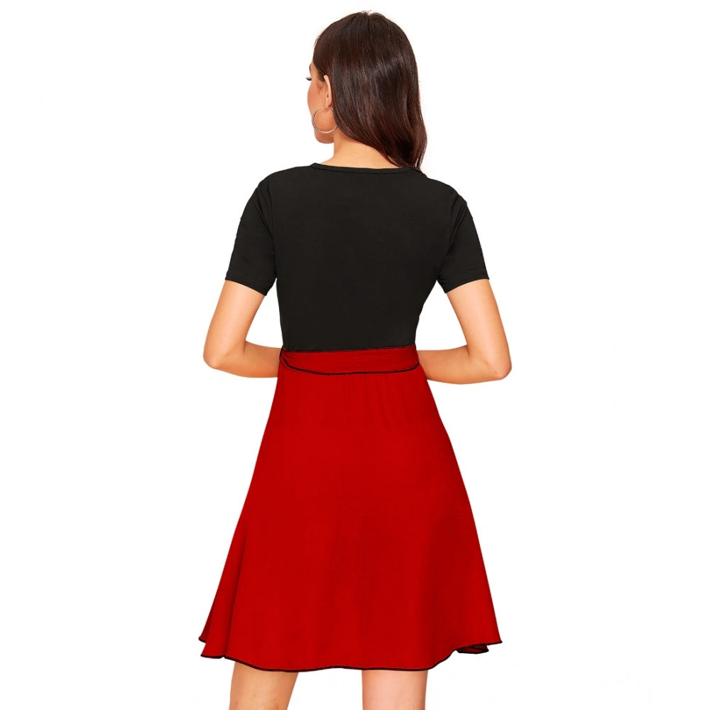 Ranili Knitting Stretchable Solid Round Neck Cap Sleeve Dress