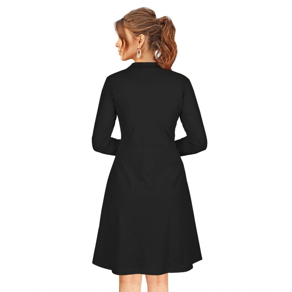 Ranili Knitting Stretchable Solid Round Neck Full Sleeve Dress
