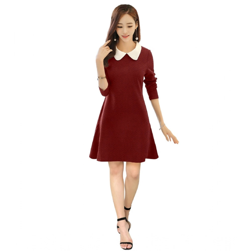 Ranili Polyester Solid Collar 3-4th Dress