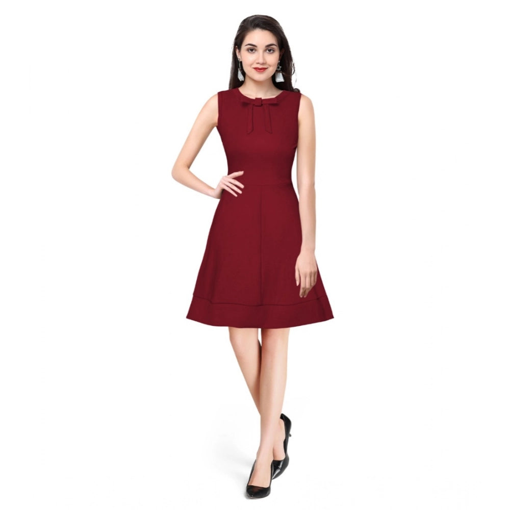 Ranili Polyester Solid Round Neck Sleeveless Dress