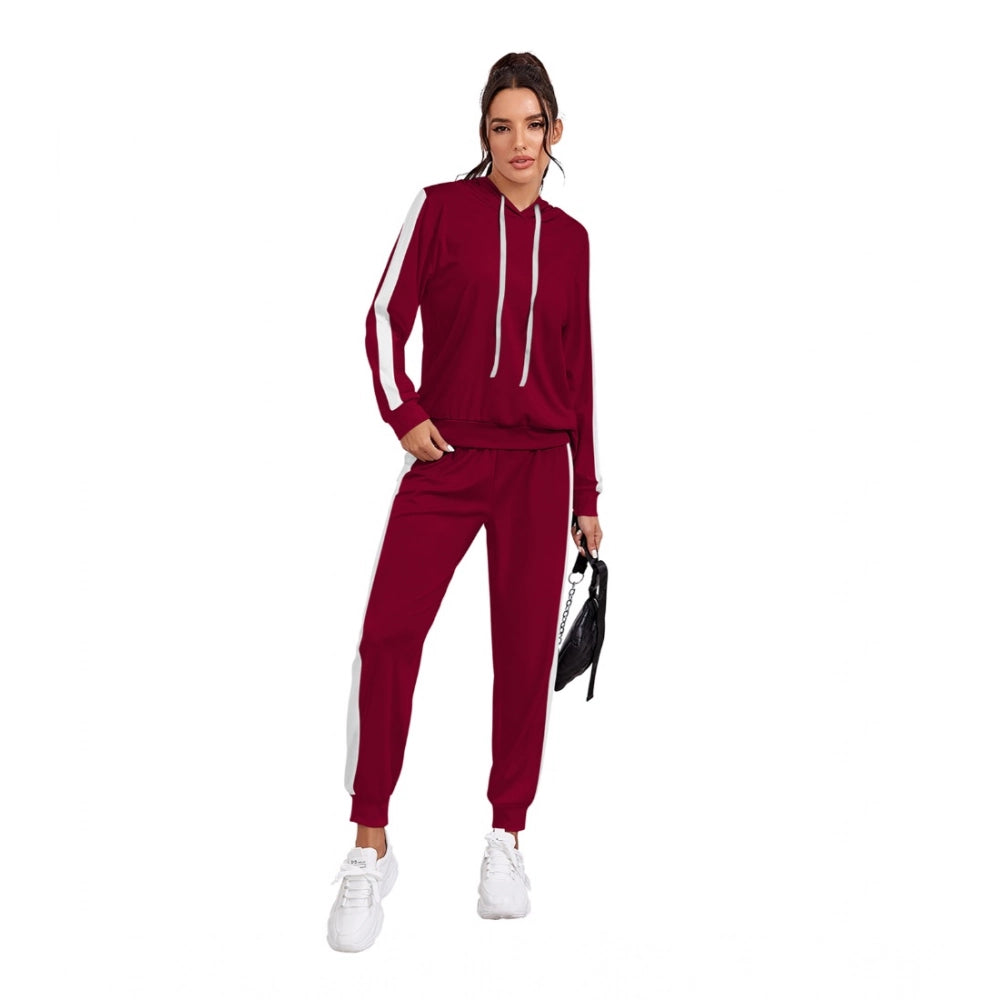 Ranili Knitting Stretchable Solid Hooded Neck Full Sleeve Track Suit
