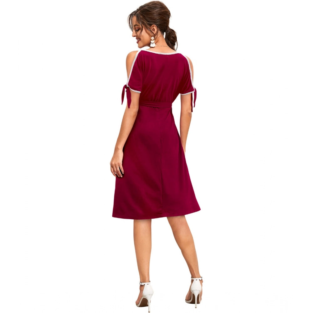Ranili Knitting Stretchable Solid Round Neck Sleeveless Dress