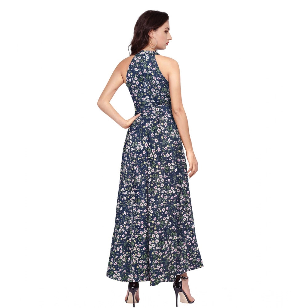 Ranili Polyester Printed Halter Neck Sleeveless Dress