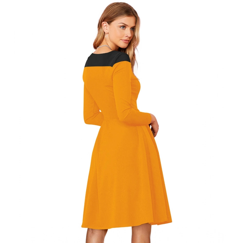 Ranili Knitting Stretchable Solid Round Neck Full Sleeve Dress