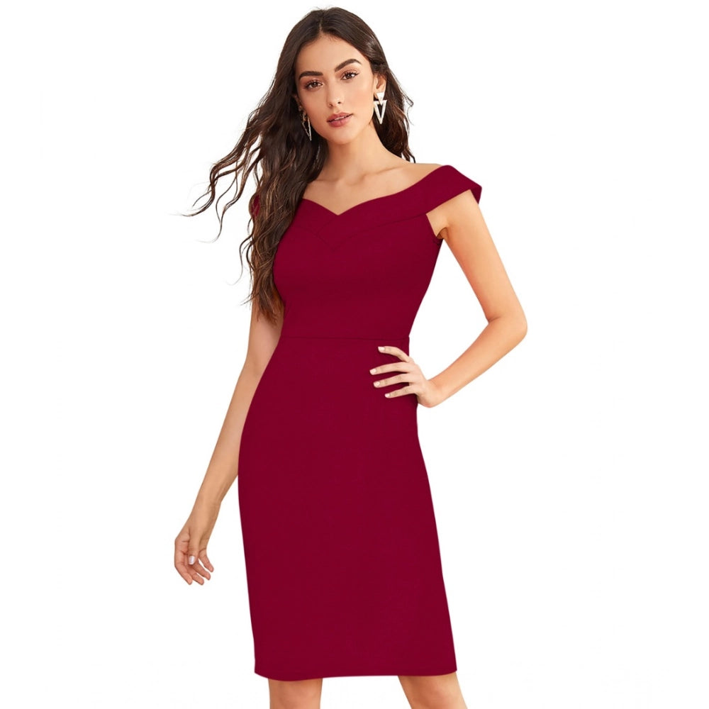 Ranili Knitting Stretchable Solid Round Neck Sleeveless Dress