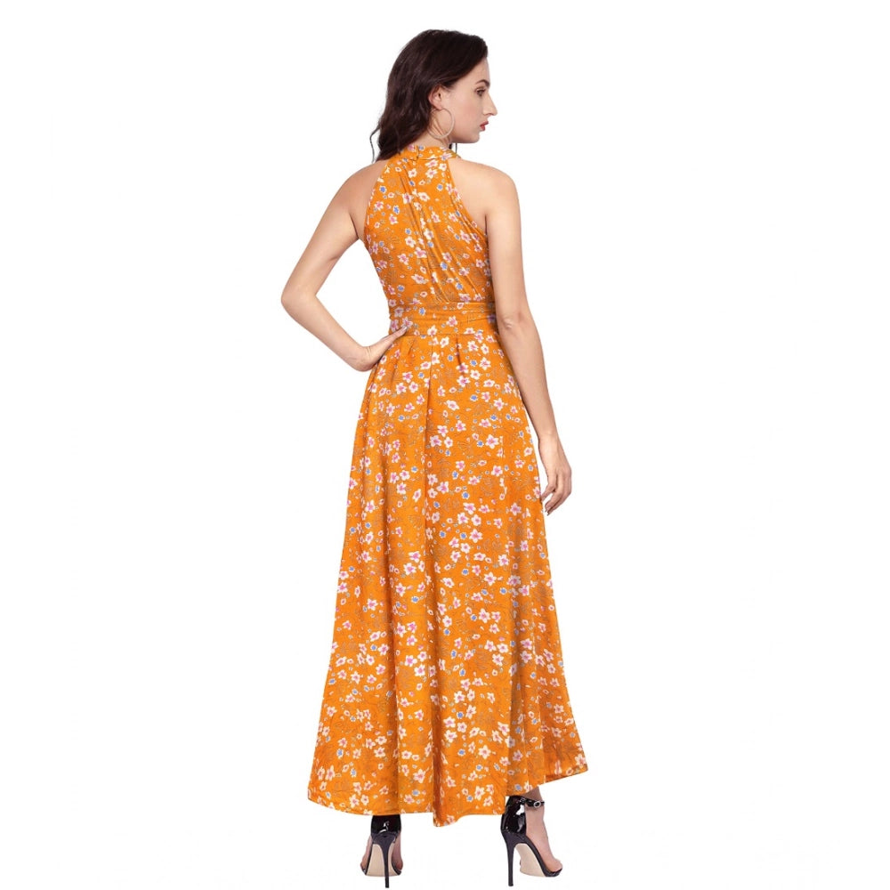 Ranili Polyester Printed Halter Neck Sleeveless Dress