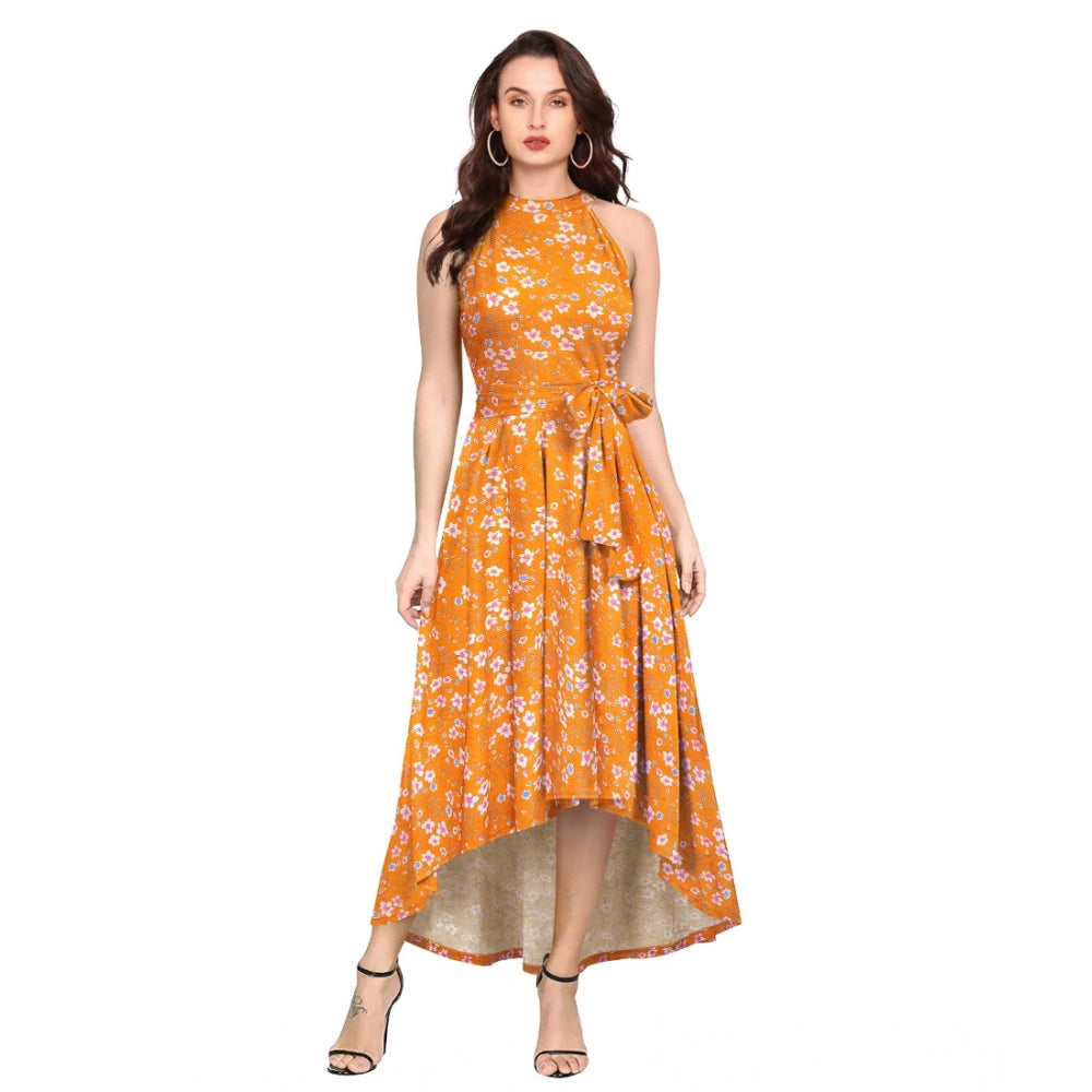 Ranili Polyester Printed Halter Neck Sleeveless Dress
