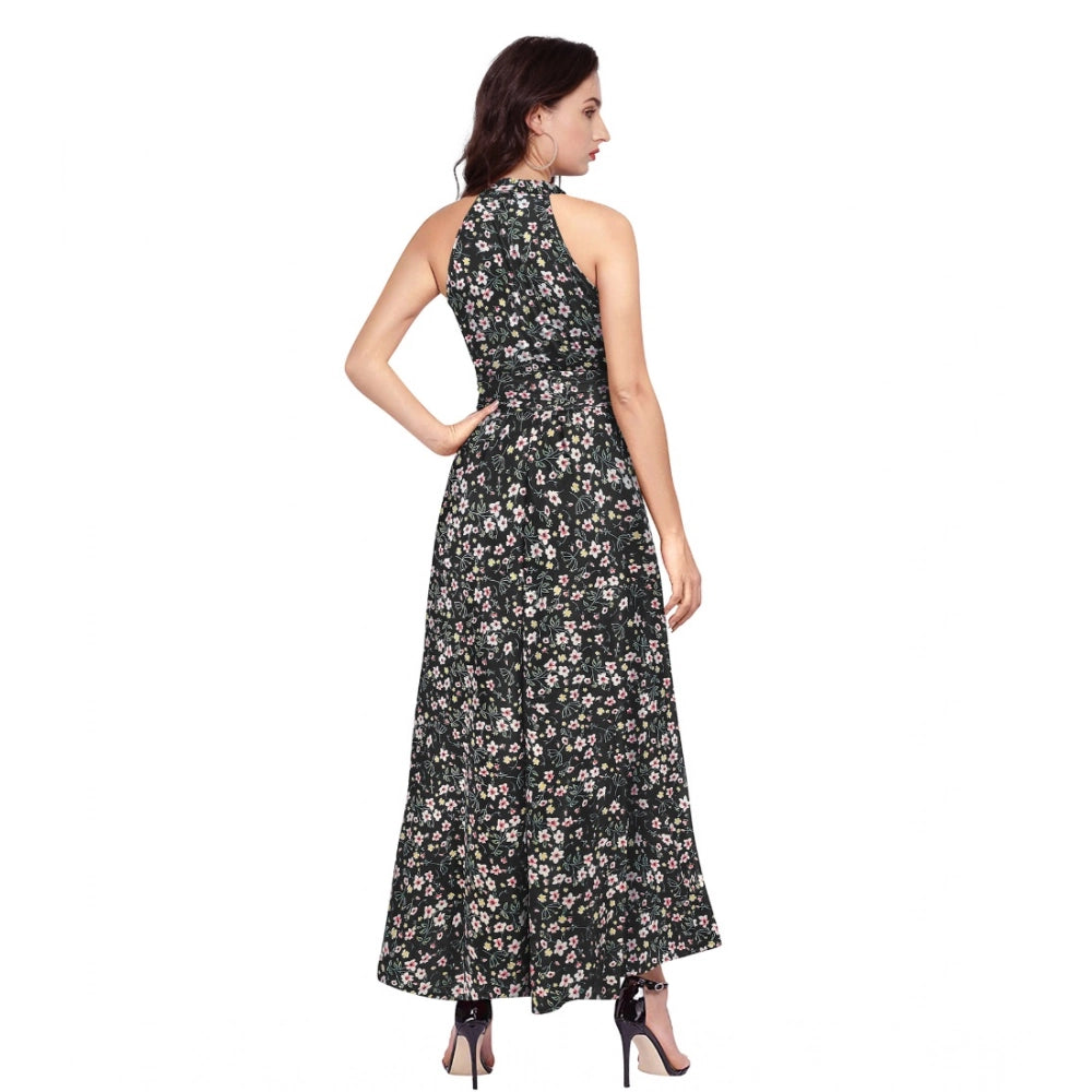 Ranili Polyester Printed Halter Neck Sleeveless Dress