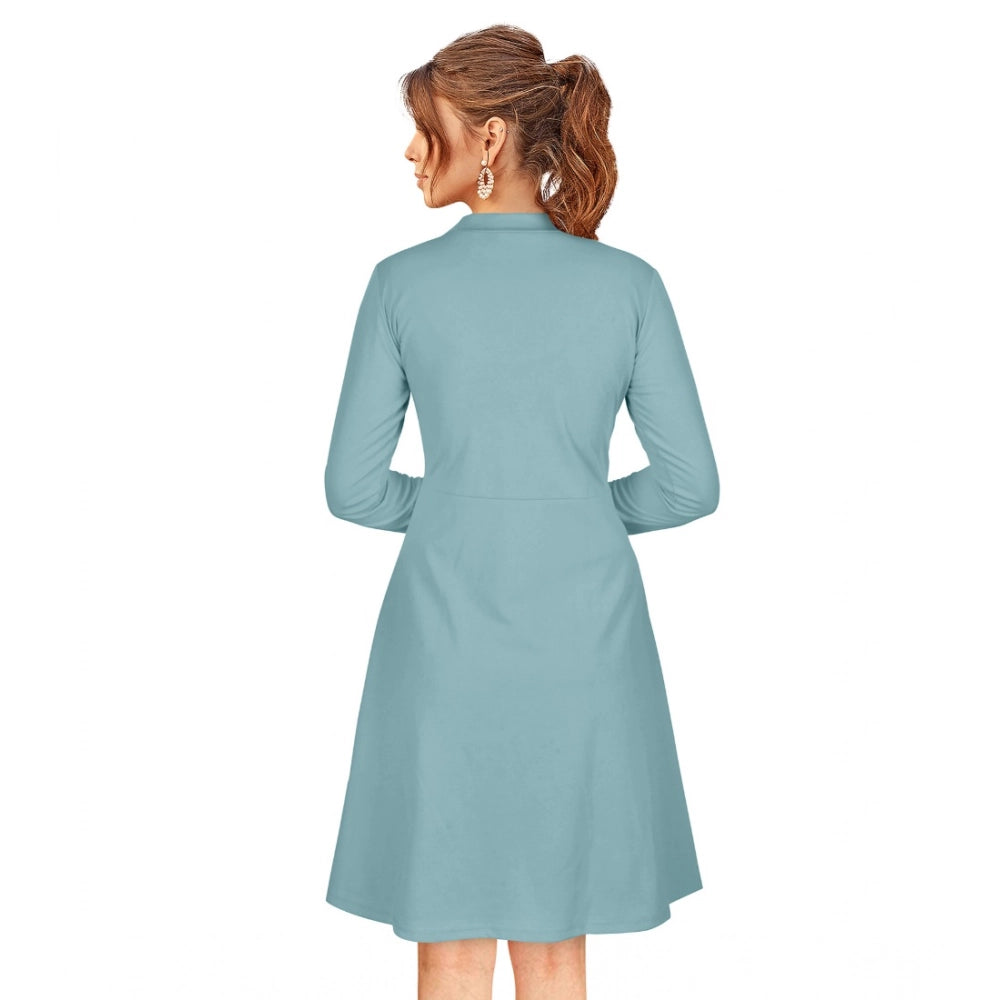 Ranili Knitting Stretchable Solid Round Neck Full Sleeve Dress