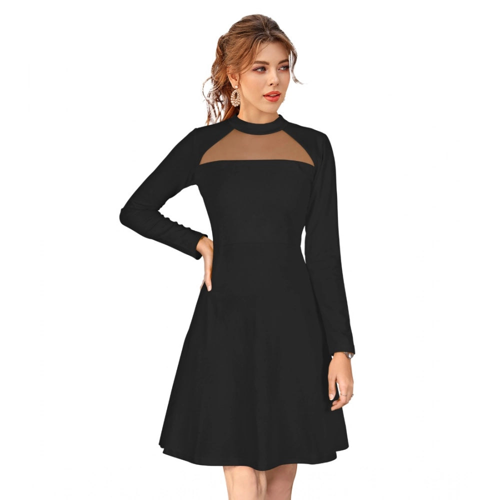 Ranili Knitting Stretchable Solid Round Neck Full Sleeve Dress
