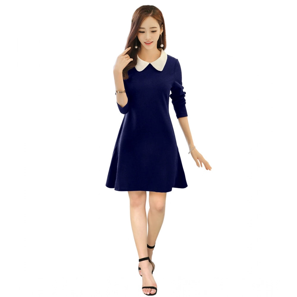 Ranili Polyester Solid Collar 3-4th Dress