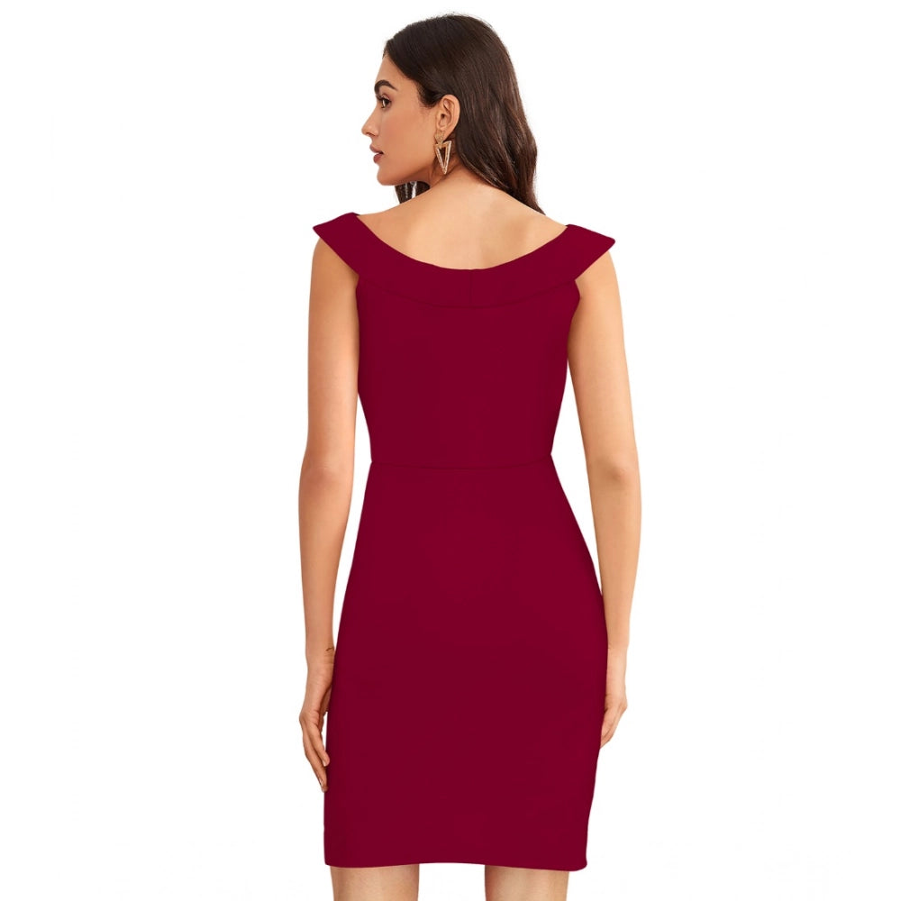 Ranili Knitting Stretchable Solid Round Neck Sleeveless Dress