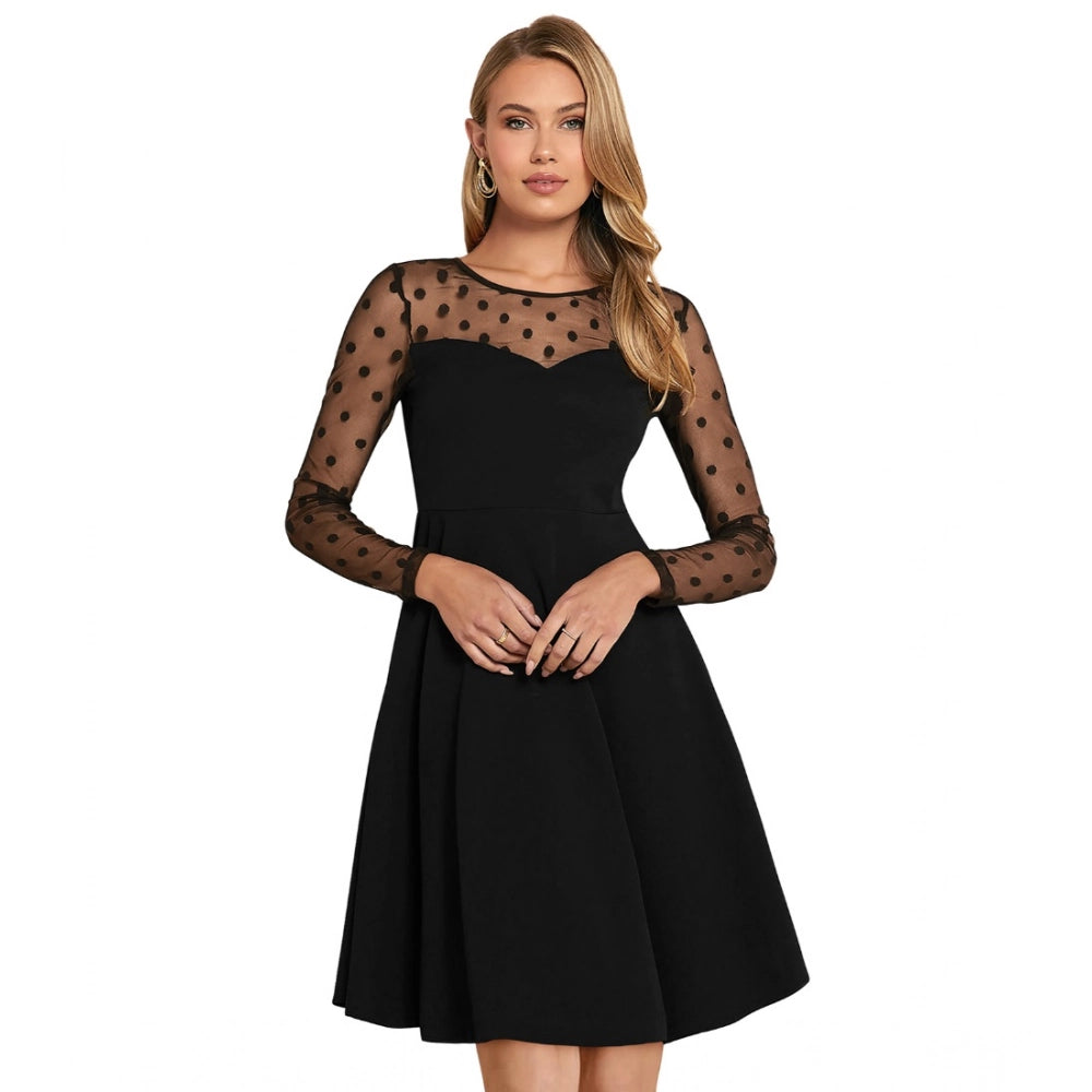 Ranili Knitting Stretchable Solid Round Neck Full Sleeve Dress
