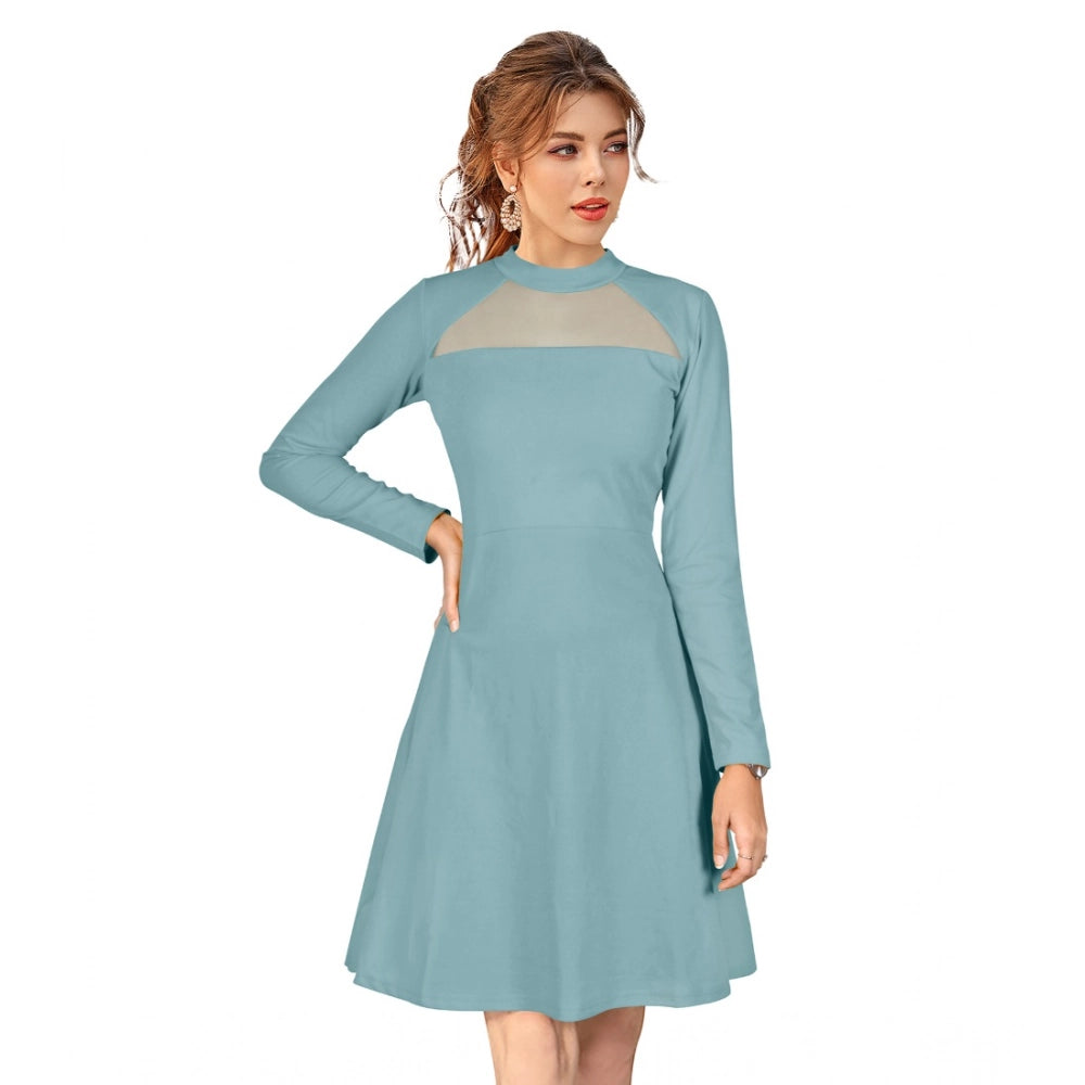 Ranili Knitting Stretchable Solid Round Neck Full Sleeve Dress