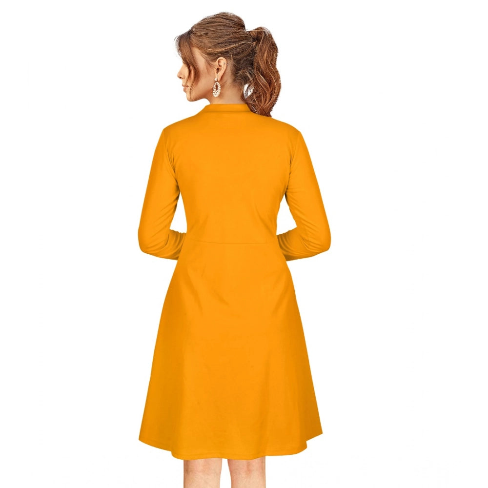 Ranili Knitting Stretchable Solid Round Neck Full Sleeve Dress