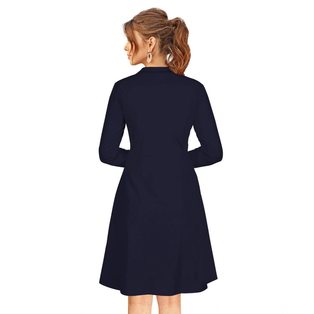 Ranili Knitting Stretchable Solid Round Neck Full Sleeve Dress