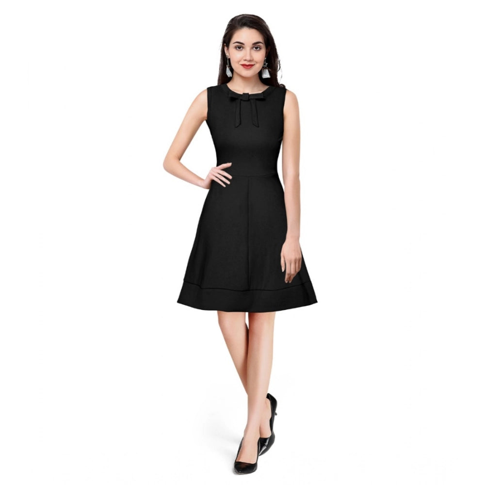 Ranili Polyester Solid Round Neck Sleeveless Dress
