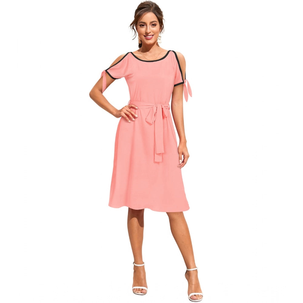 Ranili Knitting Stretchable Solid Round Neck Sleeveless Dress