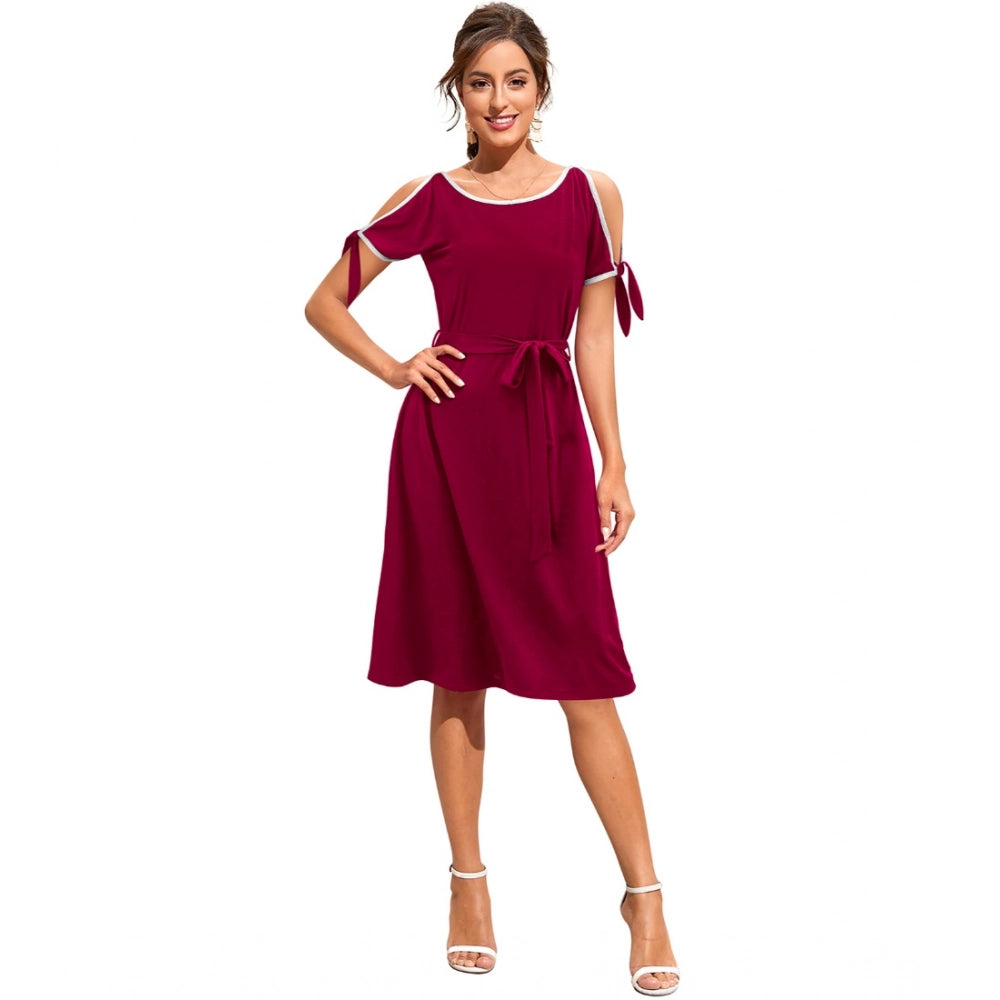 Ranili Knitting Stretchable Solid Round Neck Sleeveless Dress