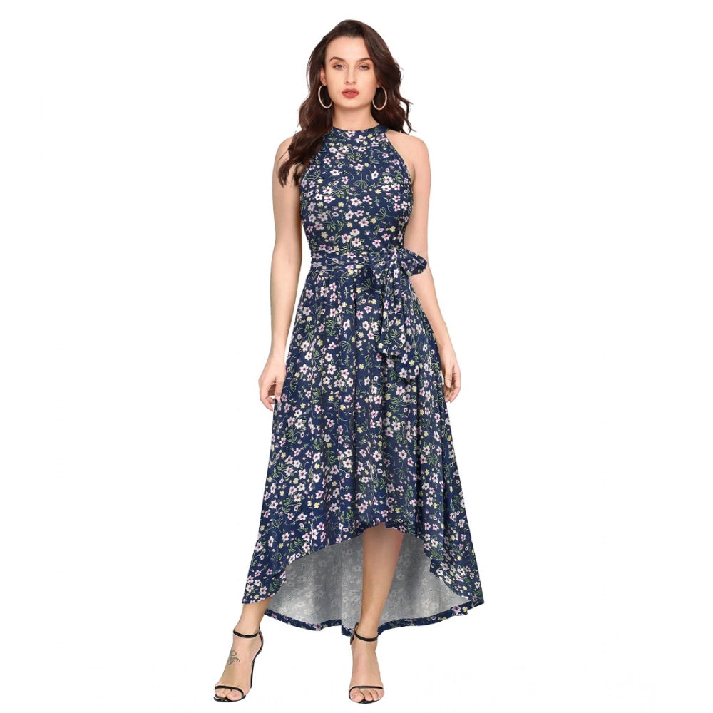 Ranili Polyster Printed Halter Neck Sleeveless Dress