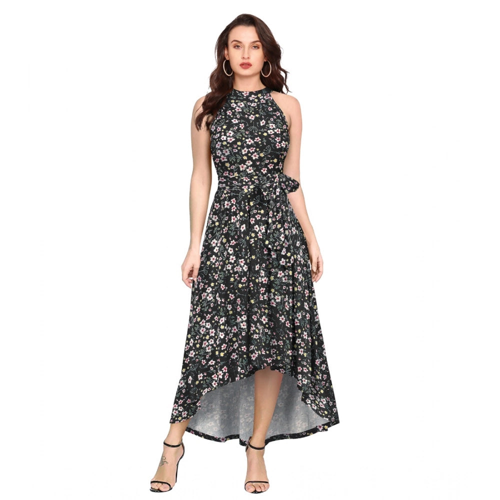 Ranili Polyster Printed Halter Neck Sleeveless Dress