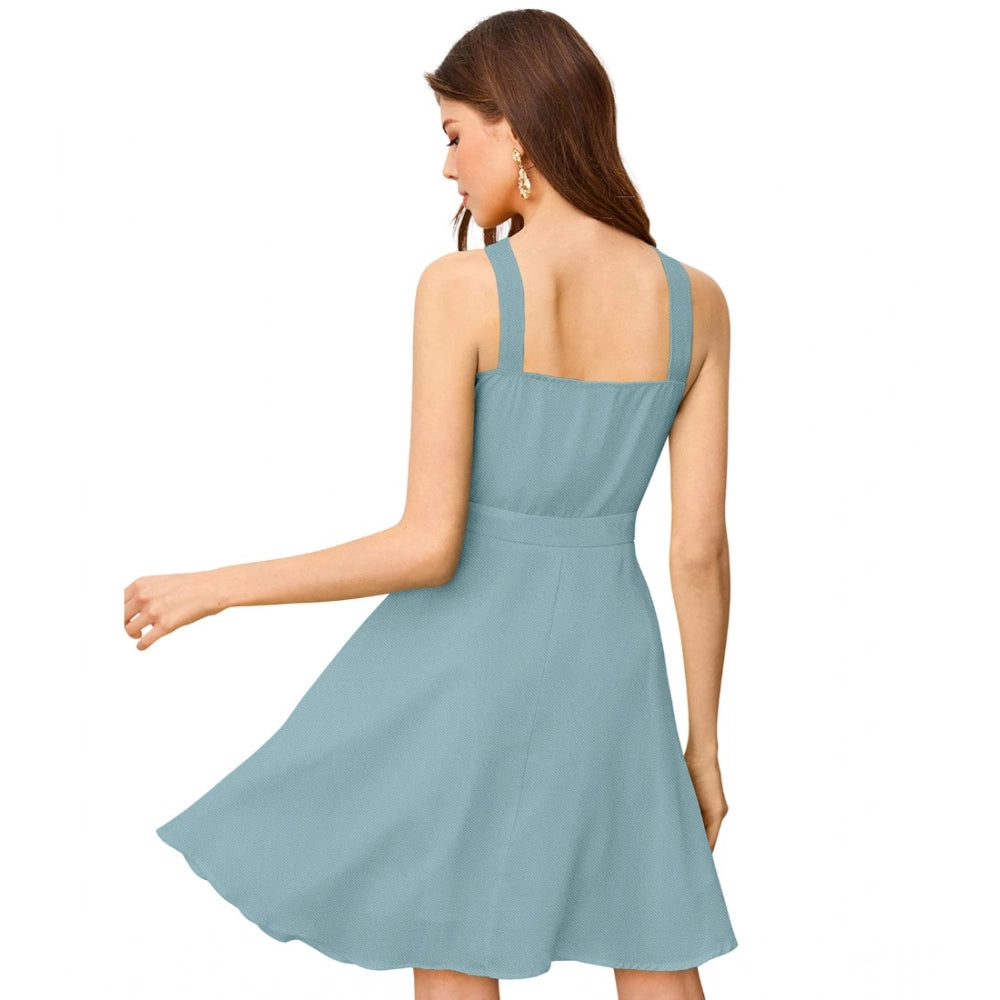 Ranili Knitting Stretchable Solid Halter Neck Sleeveless Dress