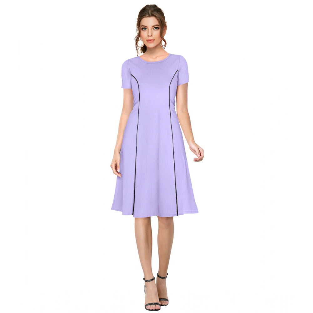 Ranili Knitting Stretchable Solid Round Neck Cap Sleeve Dress