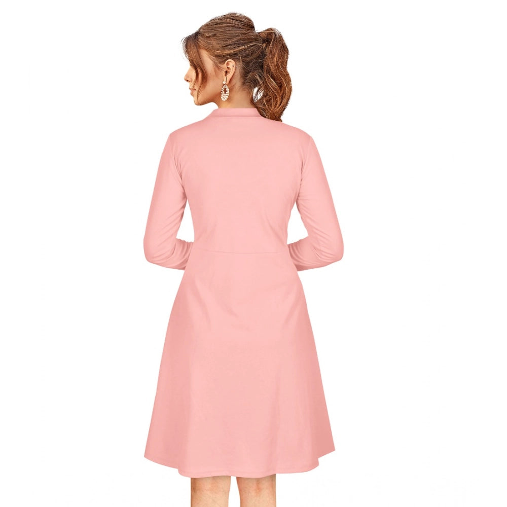 Ranili Knitting Stretchable Solid Round Neck Full Sleeve Dress