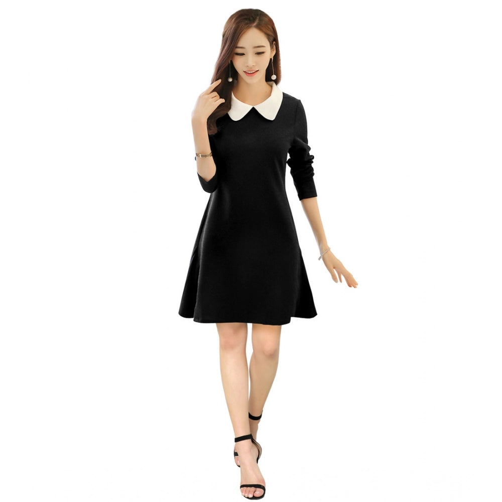 Ranili Polyester Solid Collar 3-4th Dress
