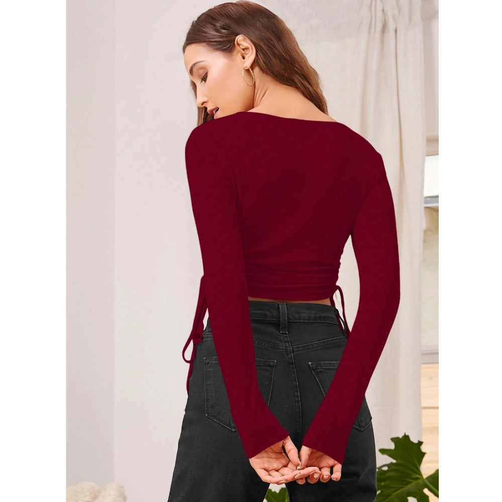 Ranili Polyester Solid Round Neck Full Sleeve Top