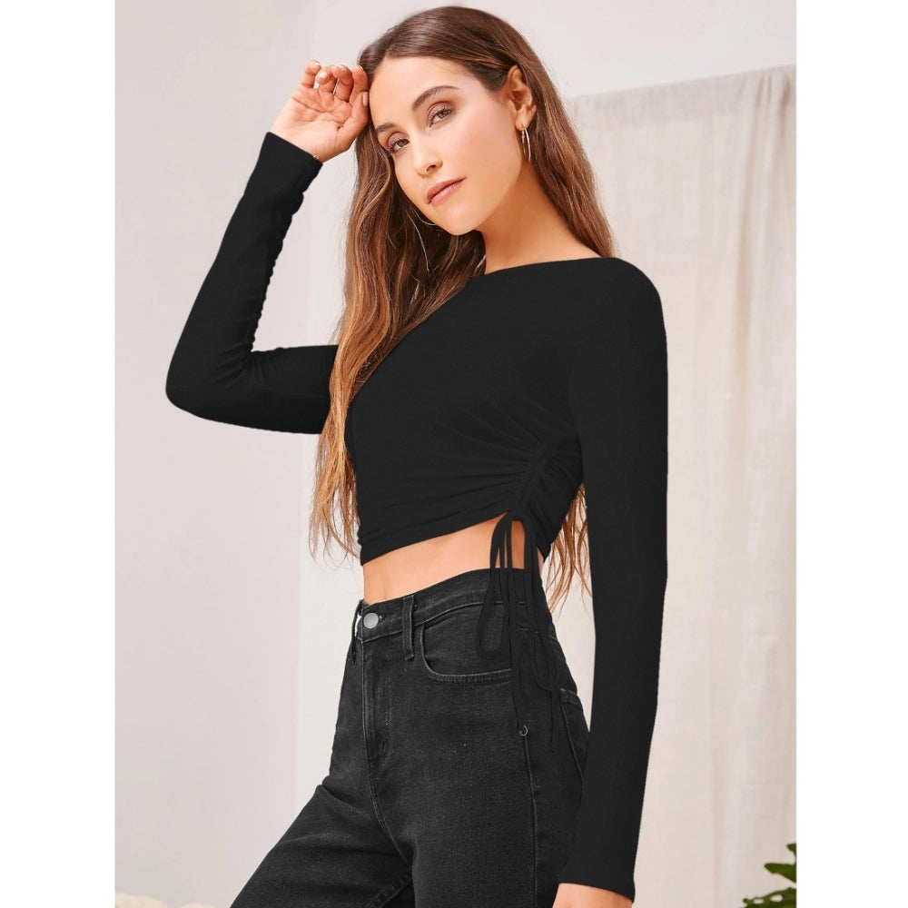 Ranili Polyester Solid Round Neck Full Sleeve Top