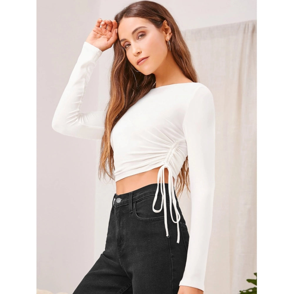 Ranili Polyester Solid Round Neck Full Sleeve Top