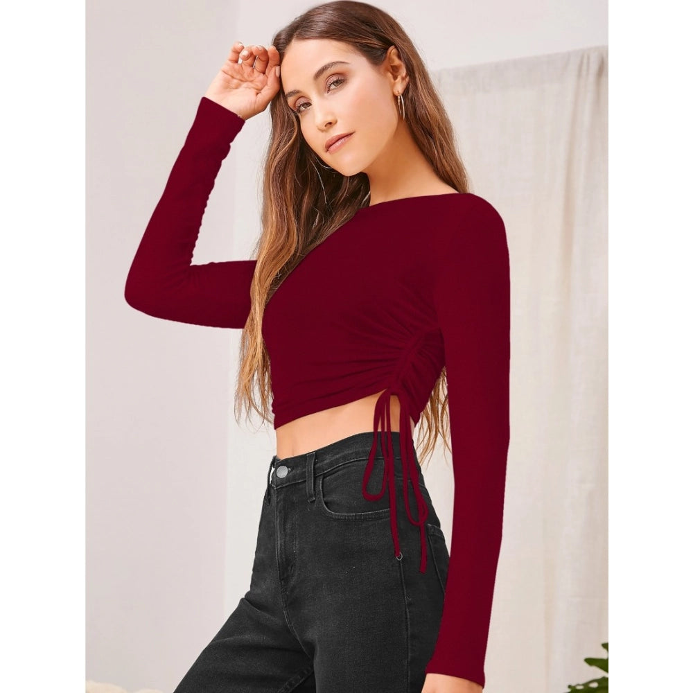 Ranili Polyester Solid Round Neck Full Sleeve Top