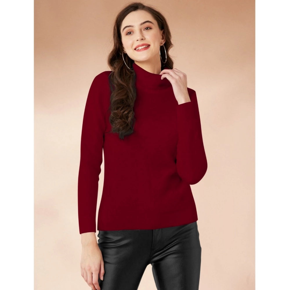 Ranili Polyester Solid High Neck Full Sleeve T-shirt