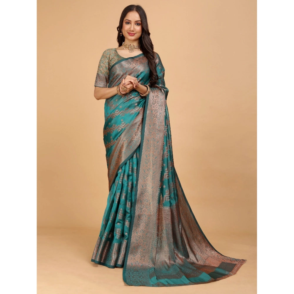 Ranili Organza Woven Saree With Unstitched Blouse