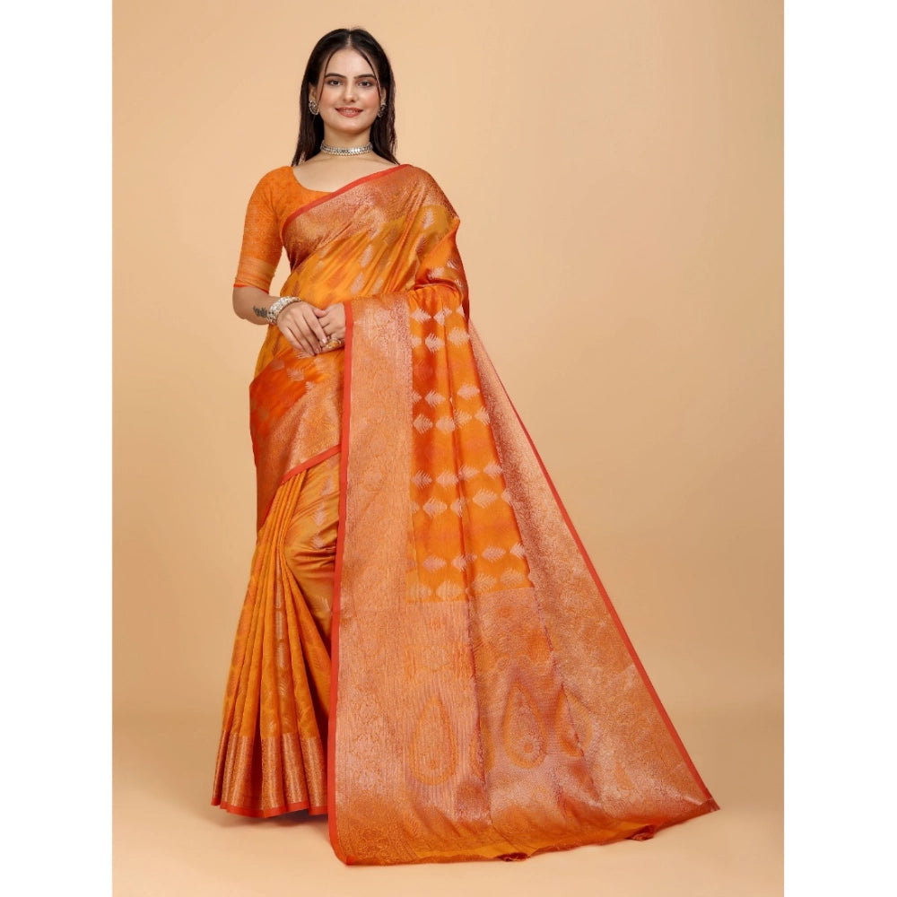 Ranili Organza Woven Saree With Unstitched Blouse