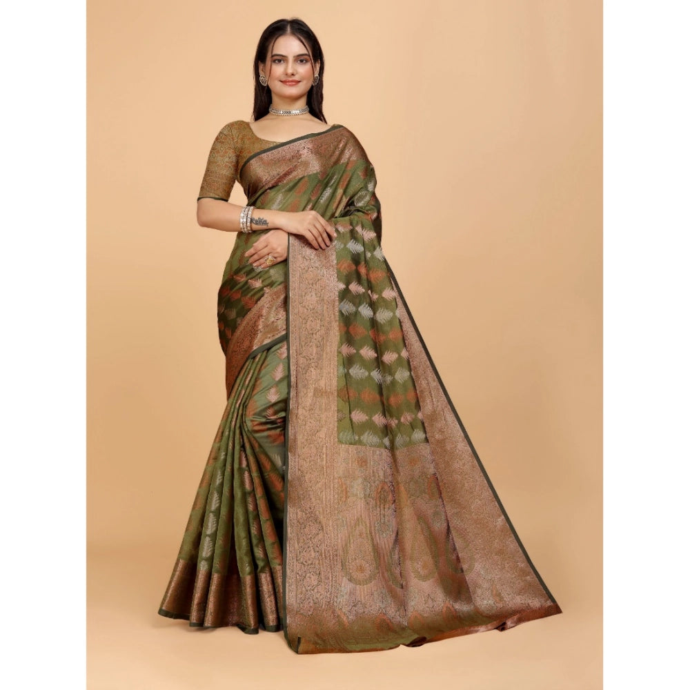 Ranili Organza Woven Saree With Unstitched Blouse
