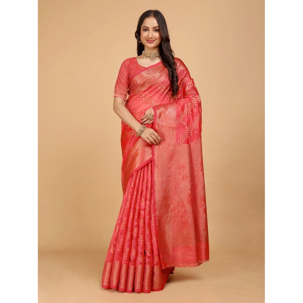 Ranili Organza Woven Saree With Unstitched Blouse