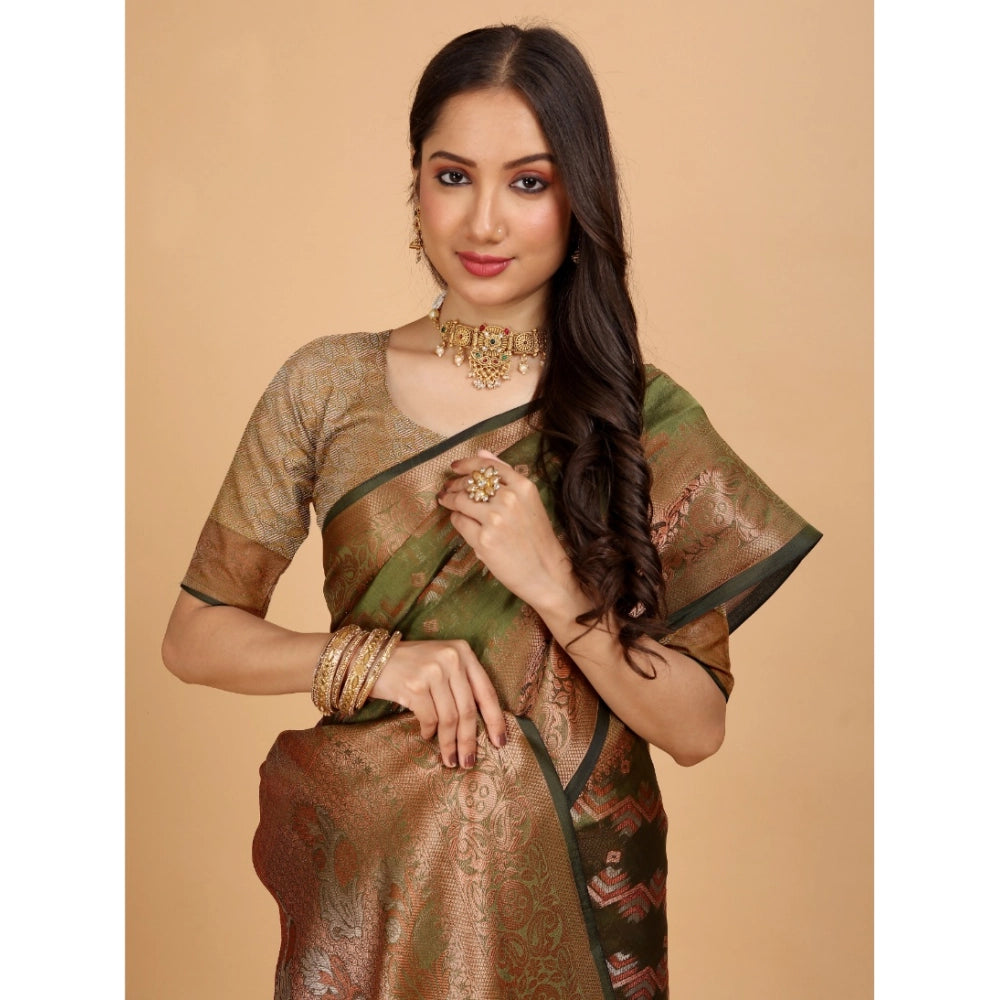 Ranili Organza Woven Saree With Unstitched Blouse