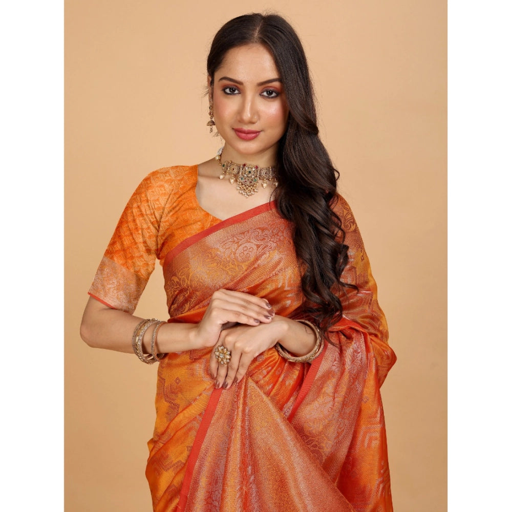 Ranili Organza Woven Saree With Unstitched Blouse