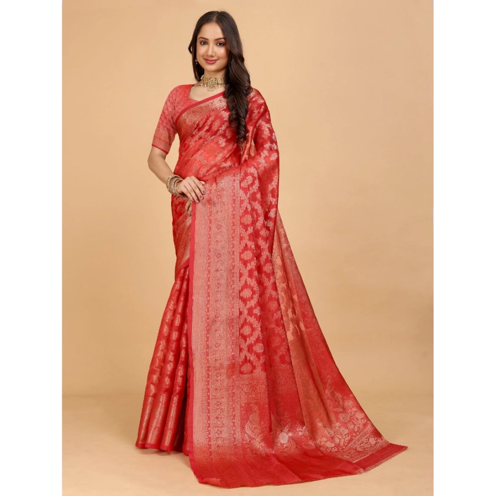 Ranili Organza Woven Saree With Unstitched Blouse
