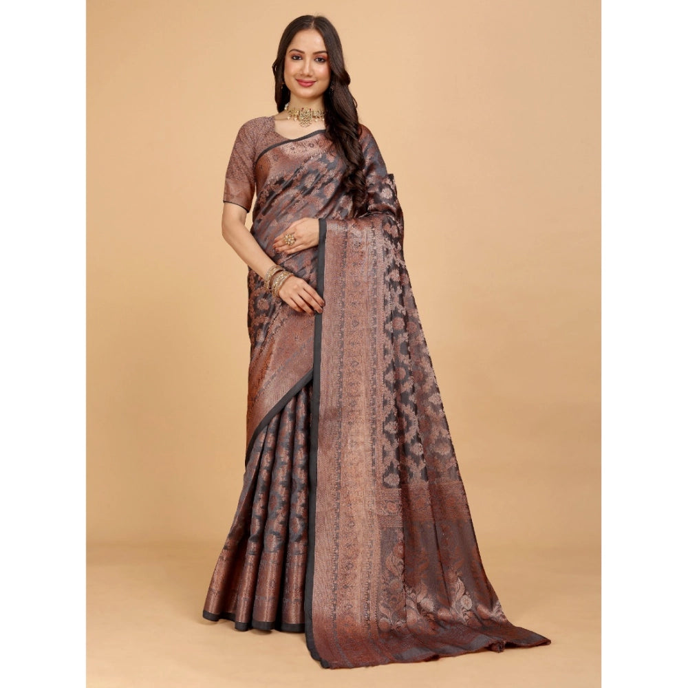 Ranili Organza Woven Saree With Unstitched Blouse