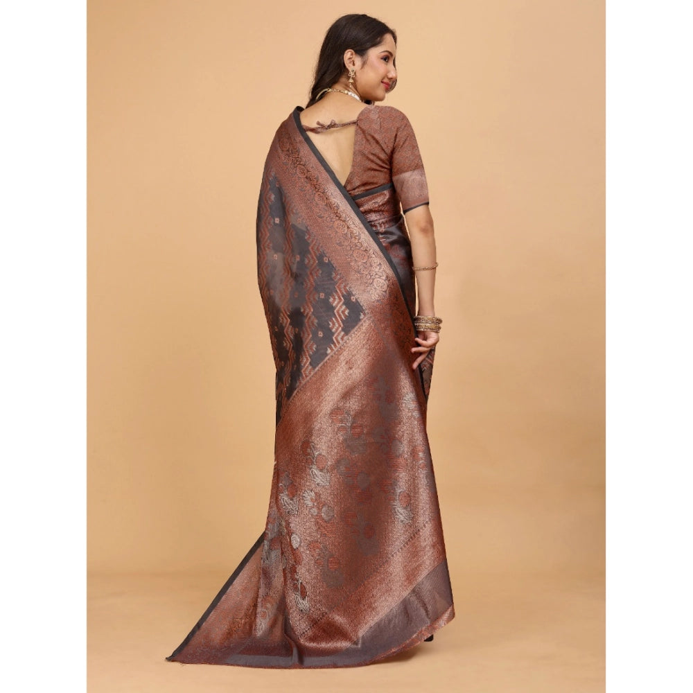 Ranili Organza Woven Saree With Unstitched Blouse