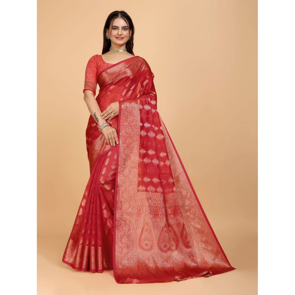 Ranili Organza Woven Saree With Unstitched Blouse