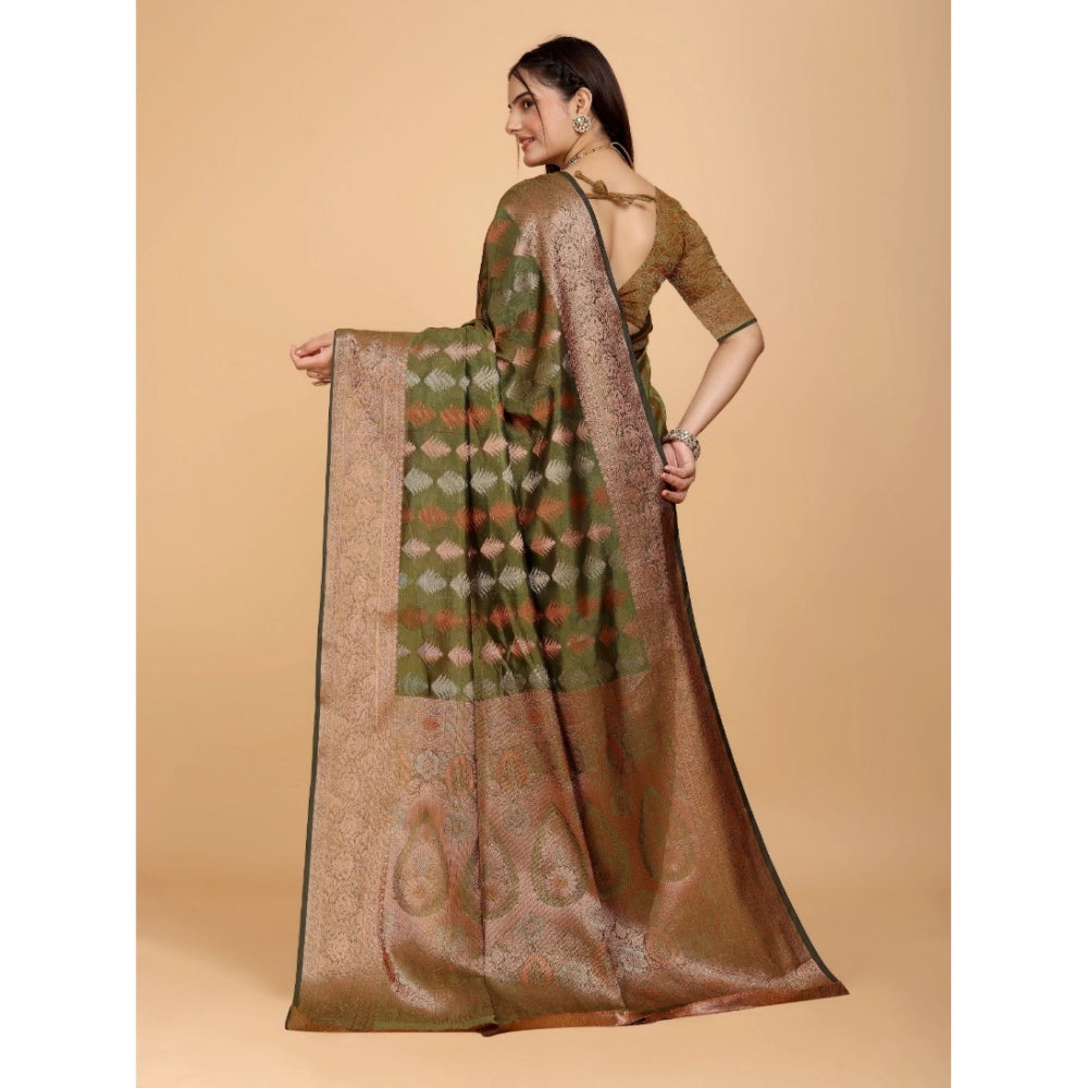 Ranili Organza Woven Saree With Unstitched Blouse