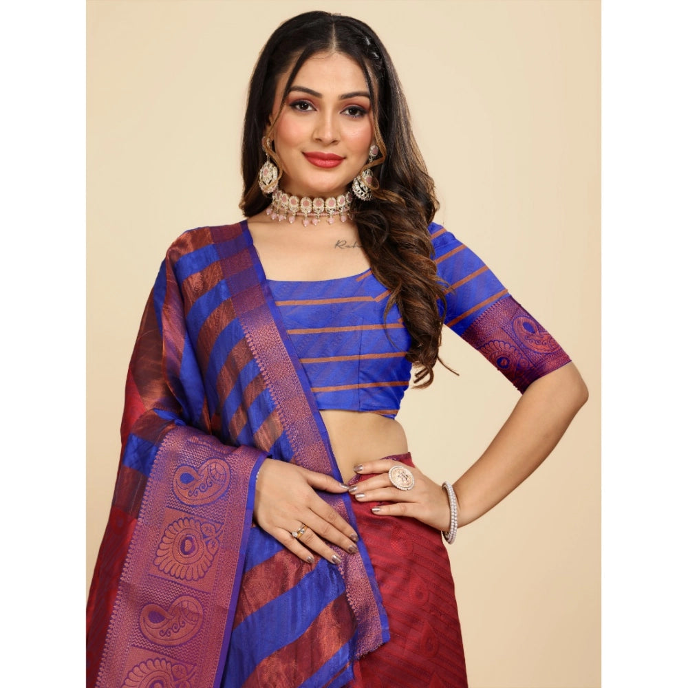 Ranili Organza Woven Saree With Unstitched Blouse
