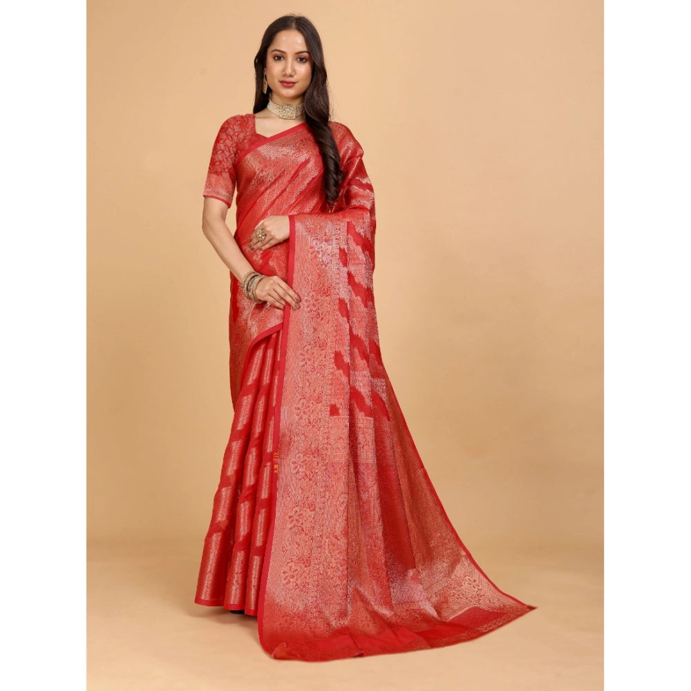 Ranili Organza Woven Saree With Unstitched Blouse
